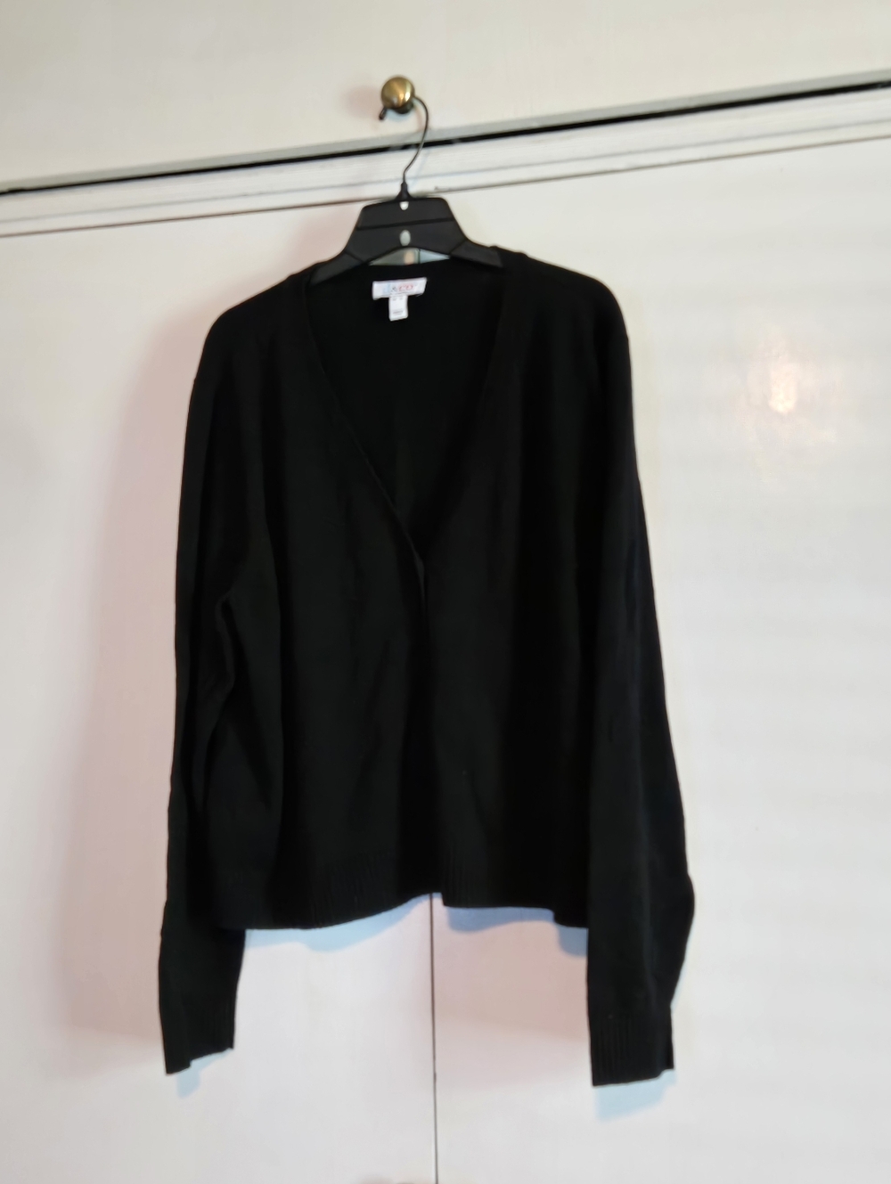 Denim&Co Black Women's V-Neck Button Cardigan